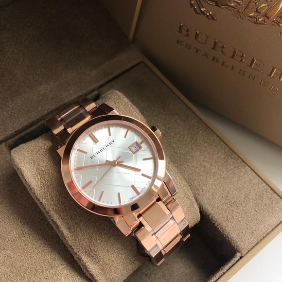 burberry rose gold ladies watch